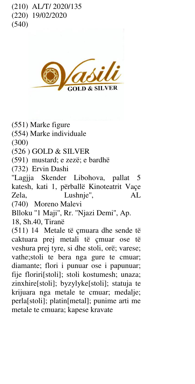 Zëri i markës GOLD & SILVER në buletin