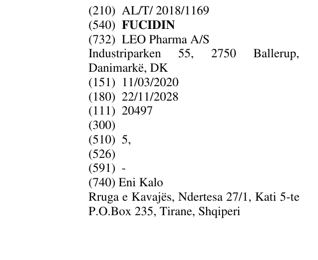 Zëri i markës FUCIDIN në buletin
