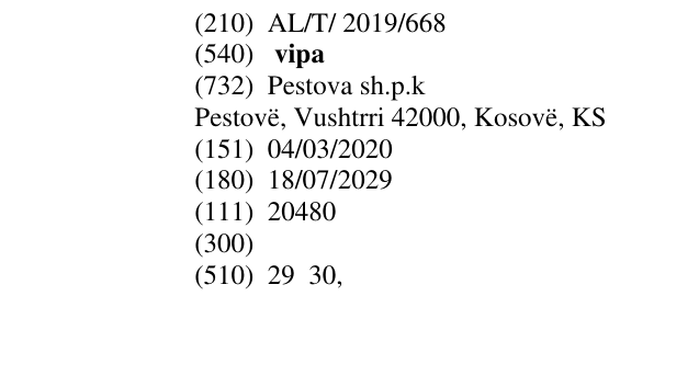 Zëri i markës vipa në buletin