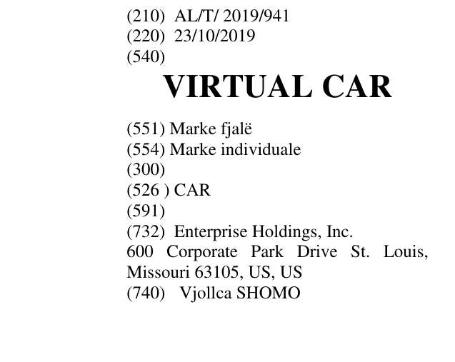 Zëri i markës VIRTUAL CAR në buletin