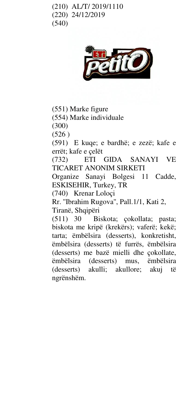 Zëri i markës ETI Petito në buletin