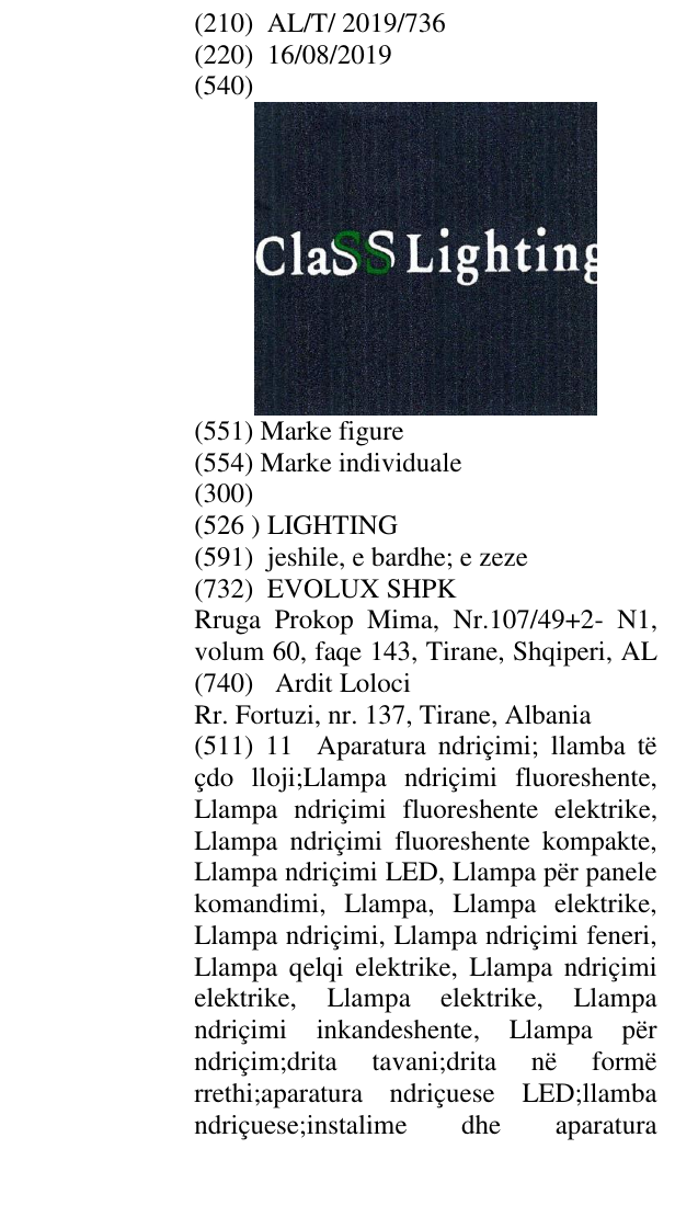 Zëri i markës LIGHTING në buletin