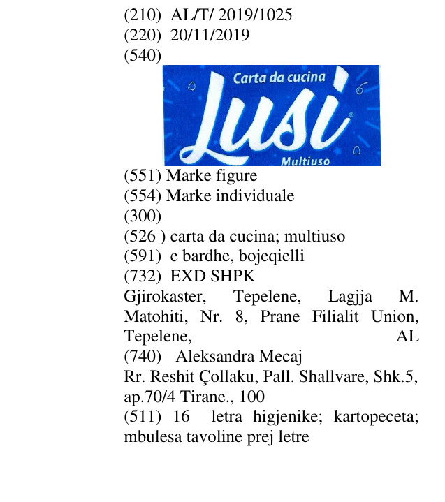 Zëri i markës carta da cucina; multiuso në buletin