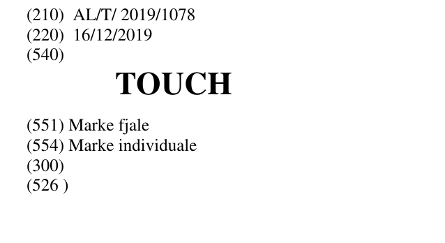 Zëri i markës TOUCH në buletin