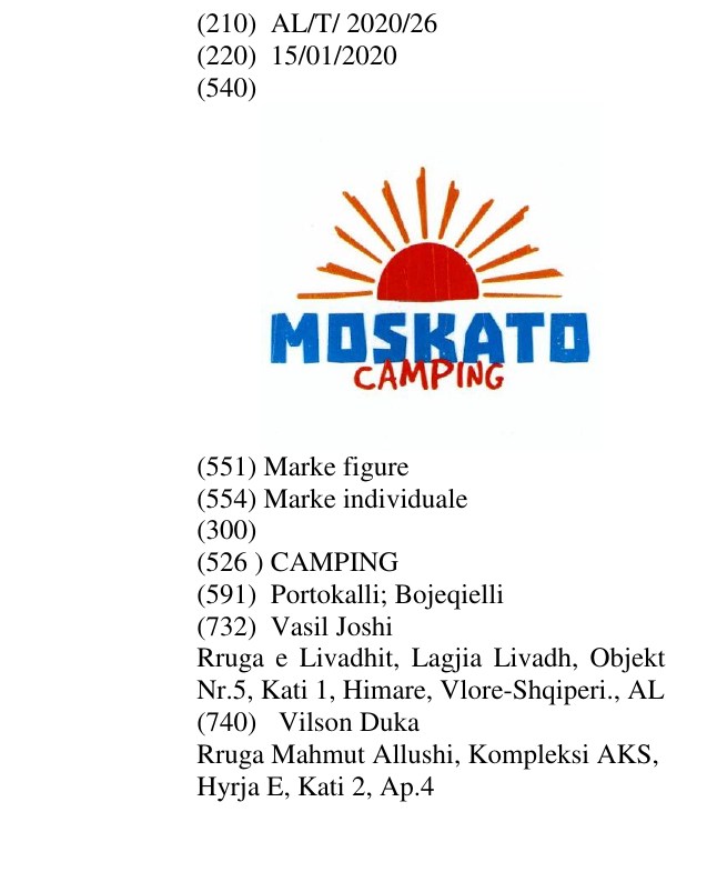 Zëri i markës CAMPING në buletin