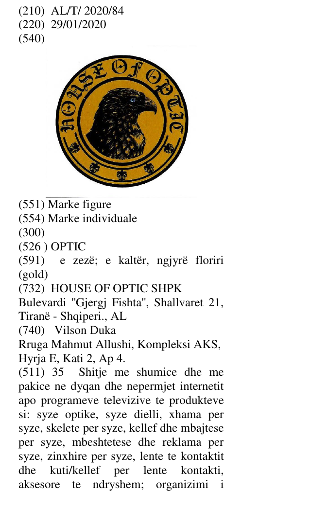 Zëri i markës OPTIC në buletin