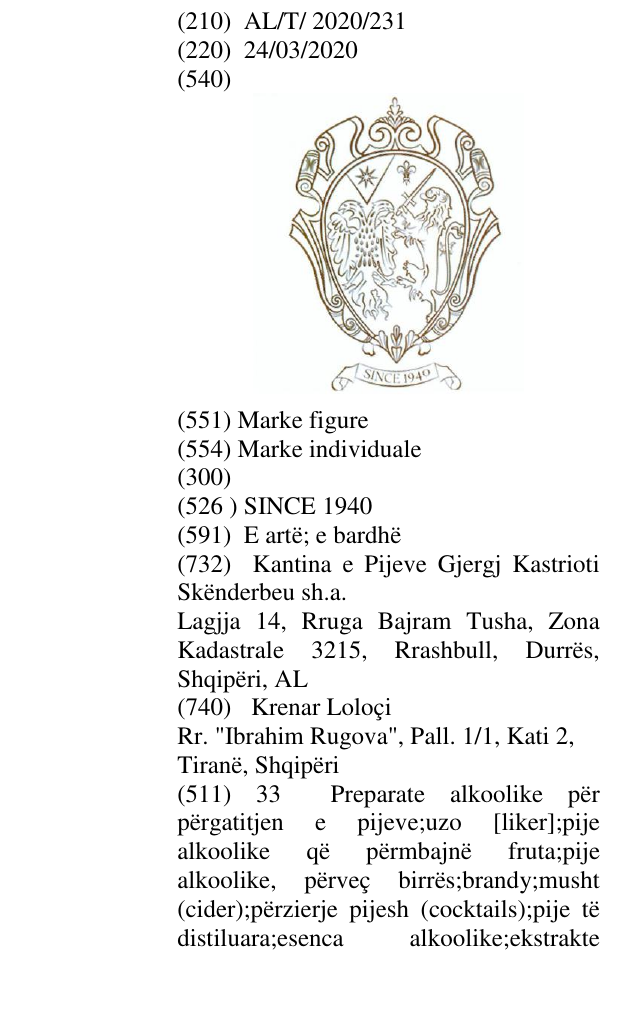 Zëri i markës SINCE 1940 në buletin