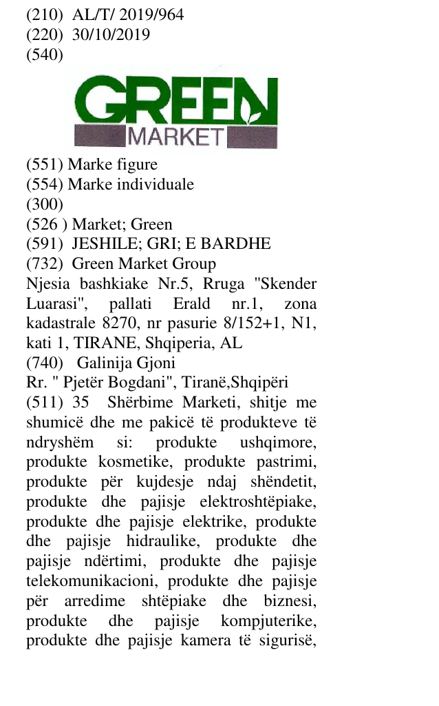 Zëri i markës Market; Green në buletin