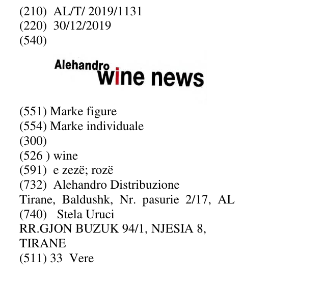 Zëri i markës wine në buletin