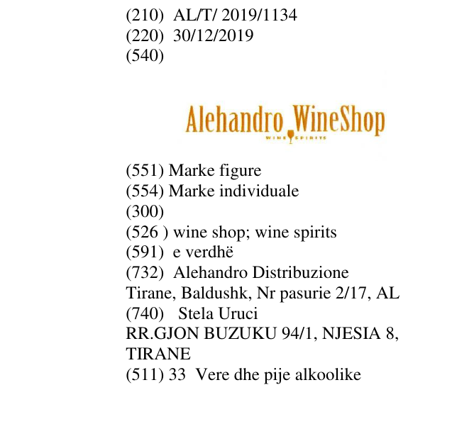 Zëri i markës wine shop; wine spirits në buletin