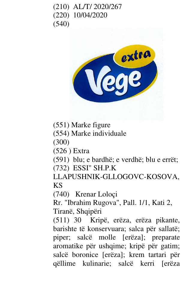 Zëri i markës Extra në buletin