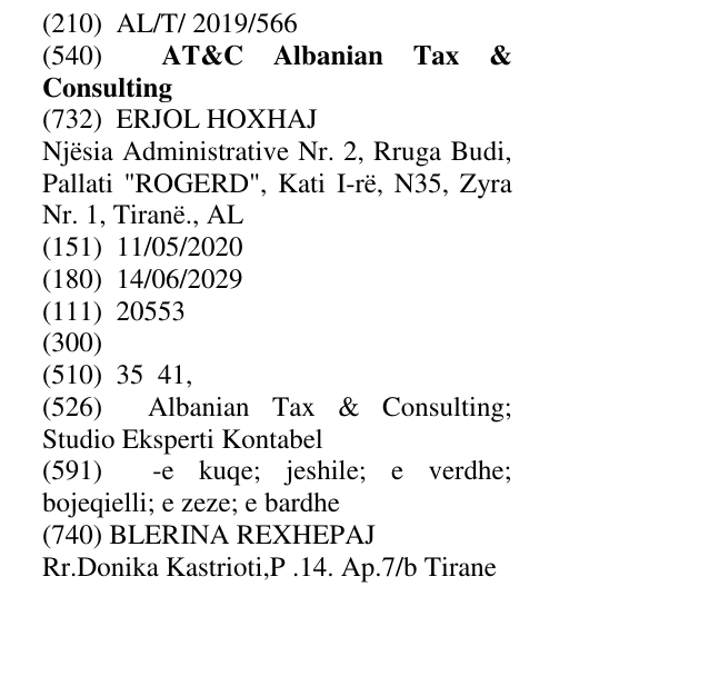Zëri i markës AT&C Albanian Tax & Consulting në buletin