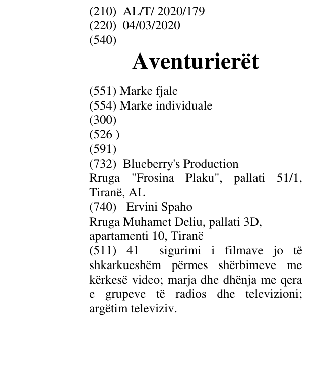 Zëri i markës Aventurierët në buletin