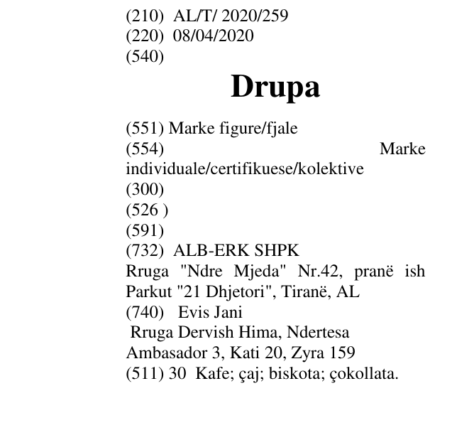 Zëri i markës Drupa në buletin