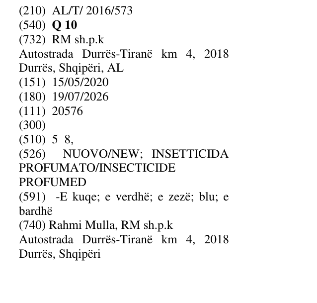 Zëri i markës Q 10 në buletin