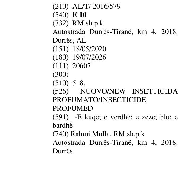 Zëri i markës E 10 në buletin