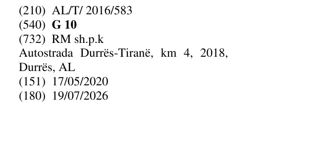 Zëri i markës G 10 në buletin