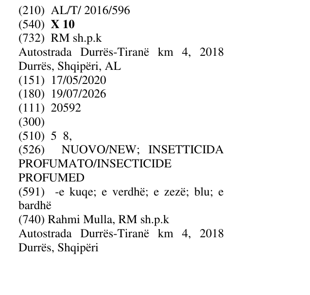Zëri i markës X 10 në buletin
