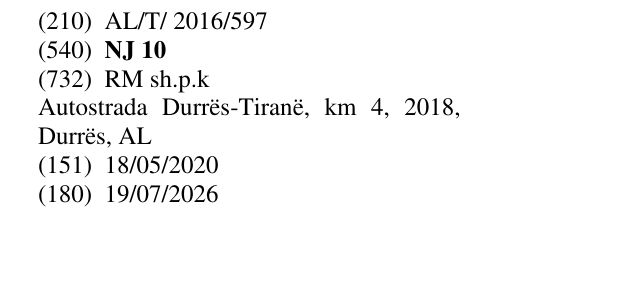 Zëri i markës NJ 10 në buletin