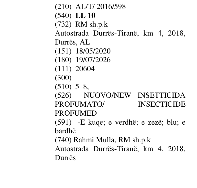 Zëri i markës LL 10 në buletin