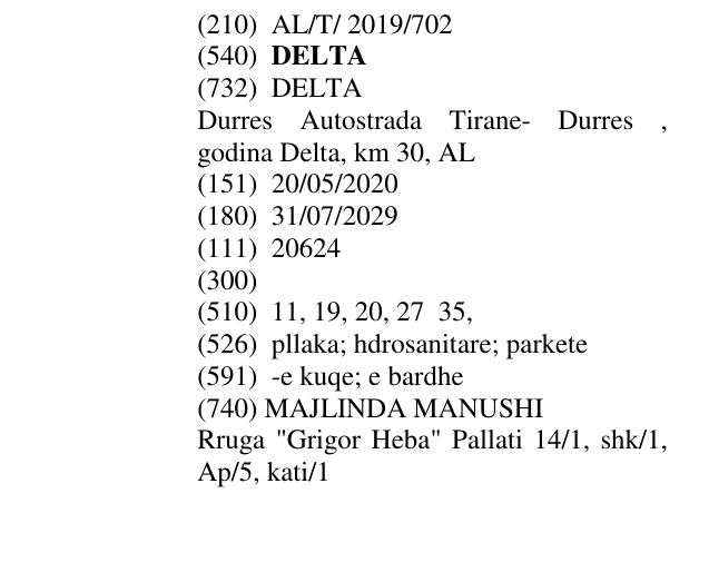 Zëri i markës DELTA në buletin