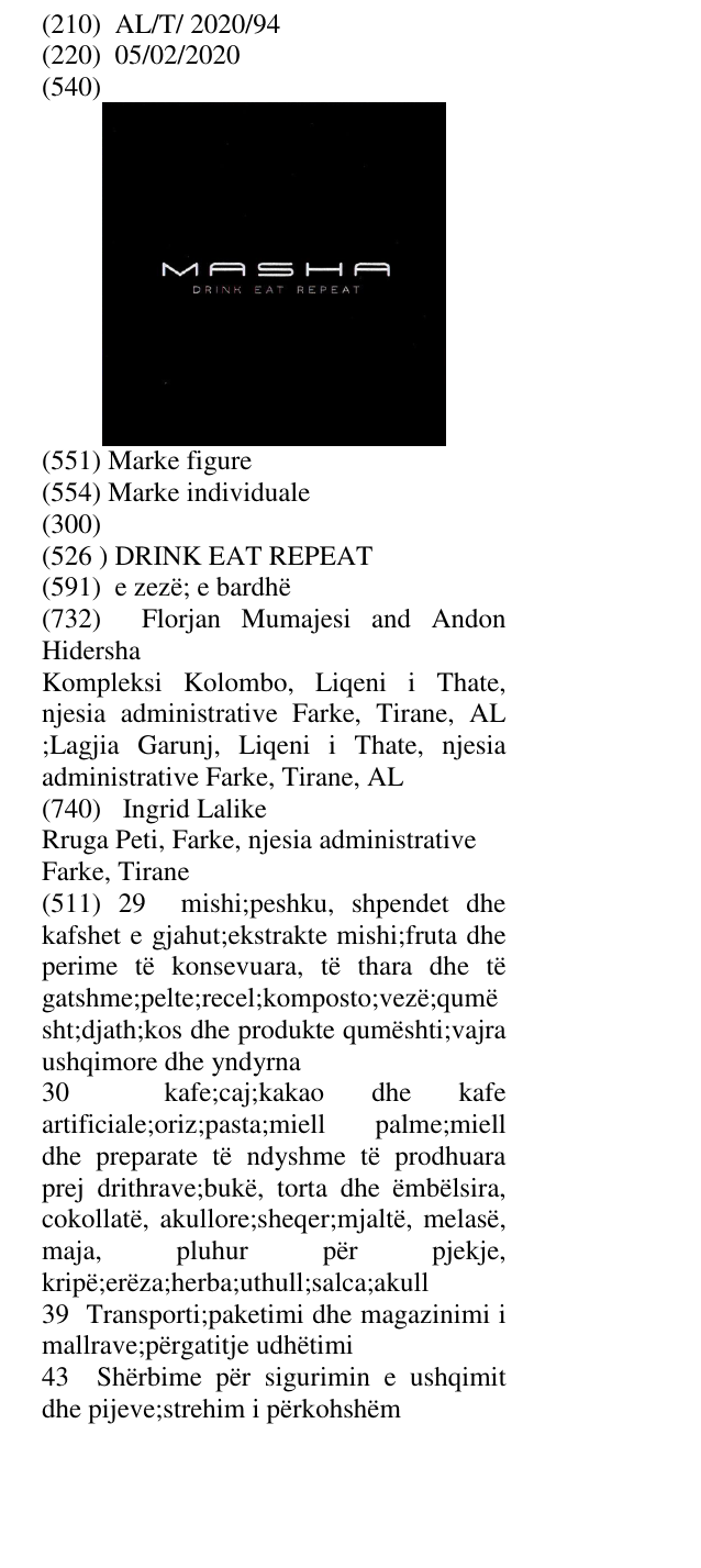 Zëri i markës DRINK EAT REPEAT në buletin