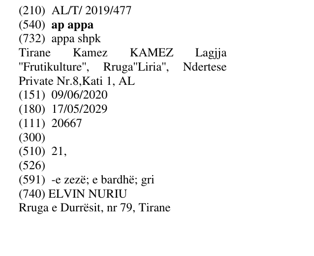 Zëri i markës ap appa në buletin