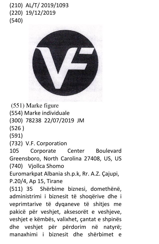 Zëri i markës VF në buletin