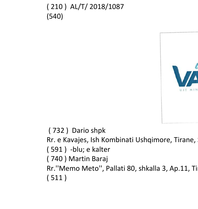 Zëri i markës Vala në buletin