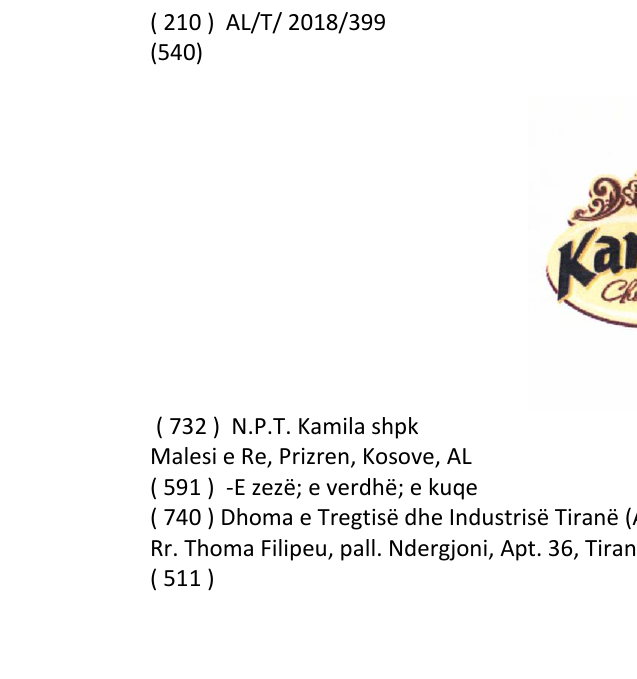 Zëri i markës KAMILA në buletin