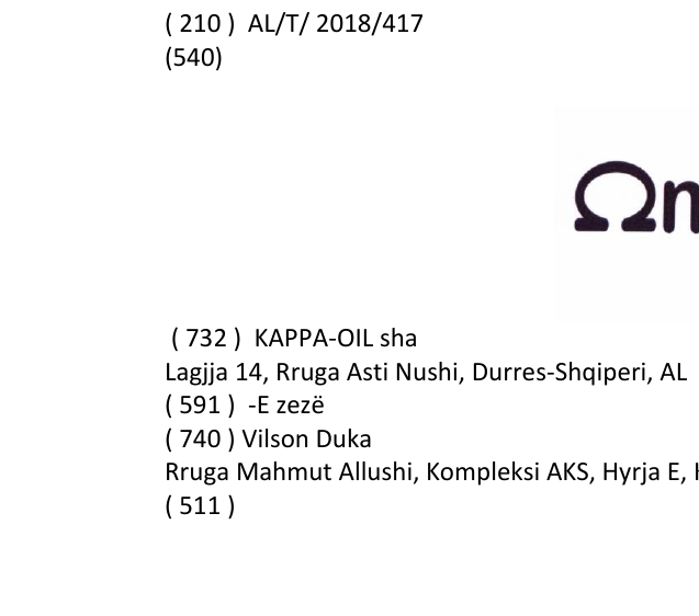 Zëri i markës Omega në buletin