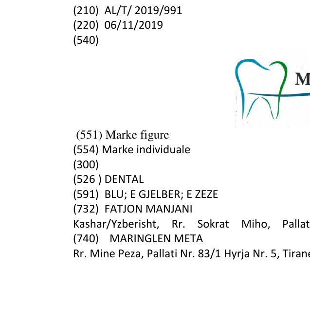 Zëri i markës DENTAL në buletin