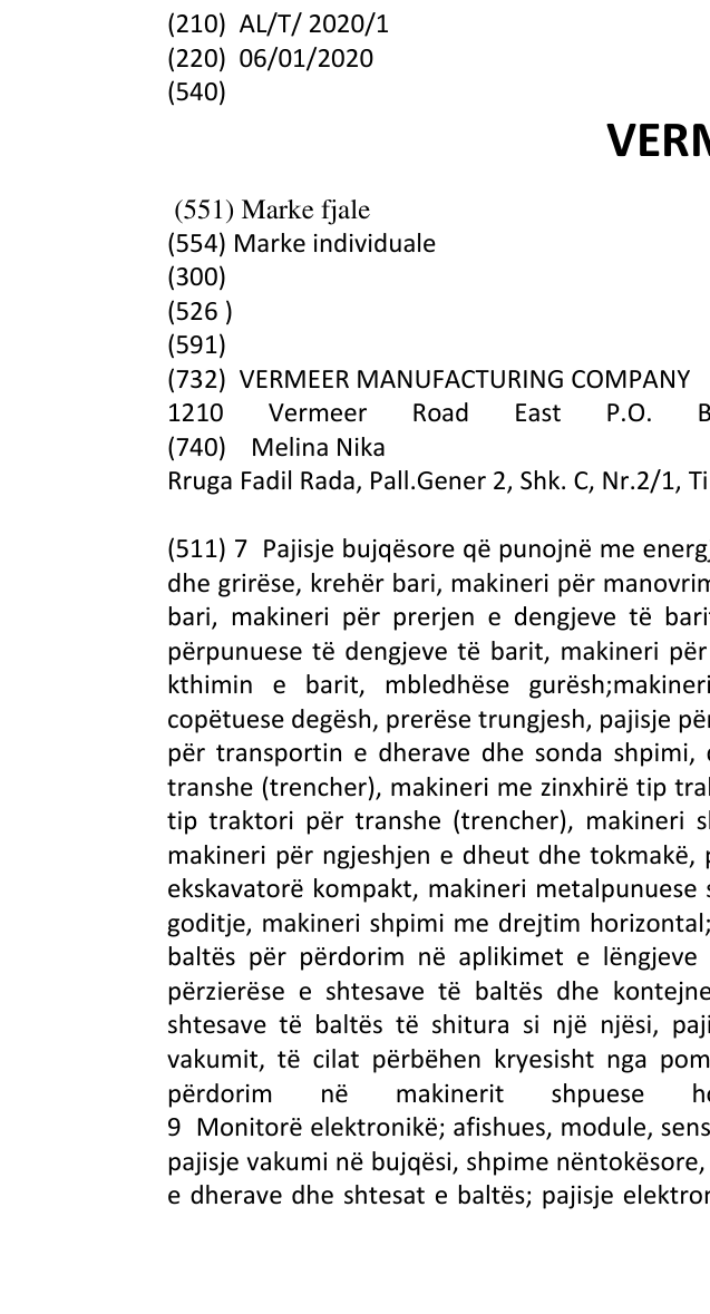 Zëri i markës VERMEER në buletin
