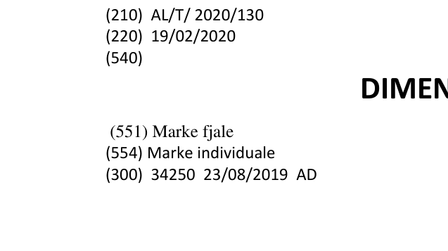Zëri i markës DIMENSIONS në buletin