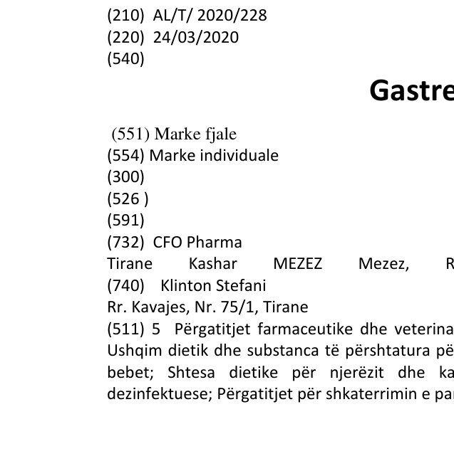 Zëri i markës Gastren Duo në buletin
