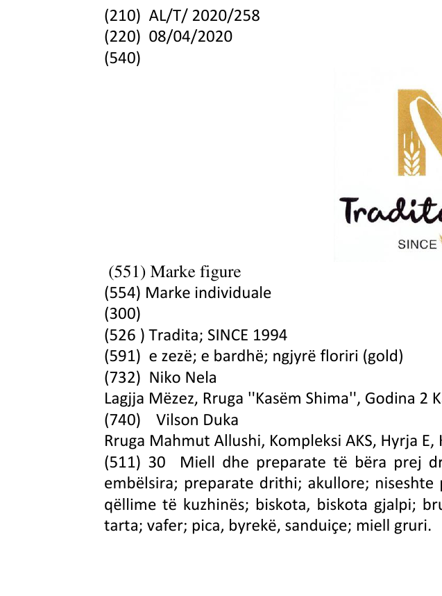 Zëri i markës Tradita; SINCE 1994 në buletin