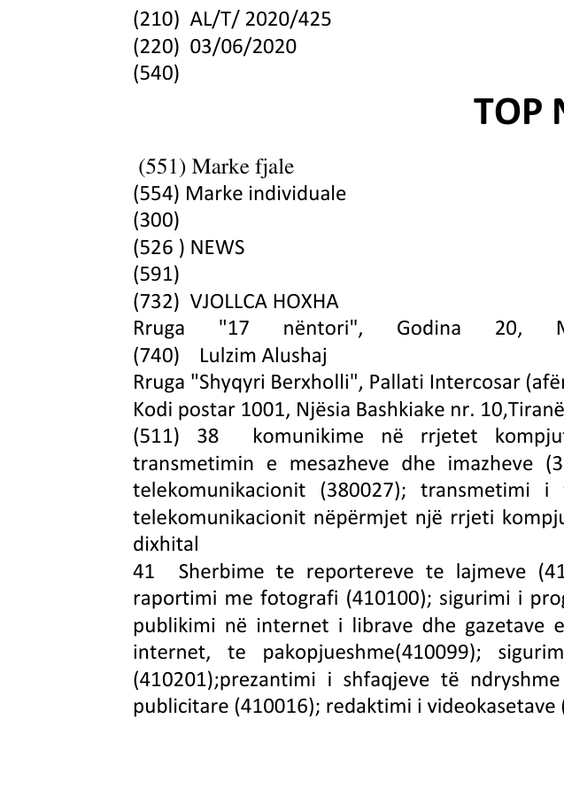 Zëri i markës TOP NEWS në buletin