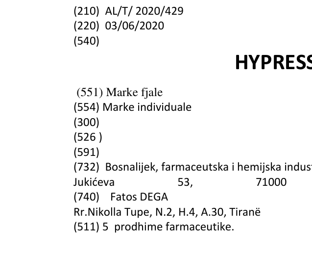 Zëri i markës HYPRESSIN PLUS në buletin