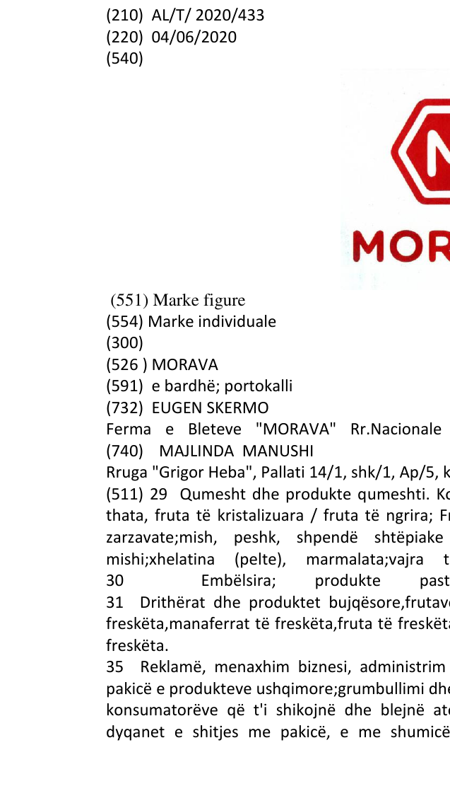Zëri i markës MORAVA në buletin