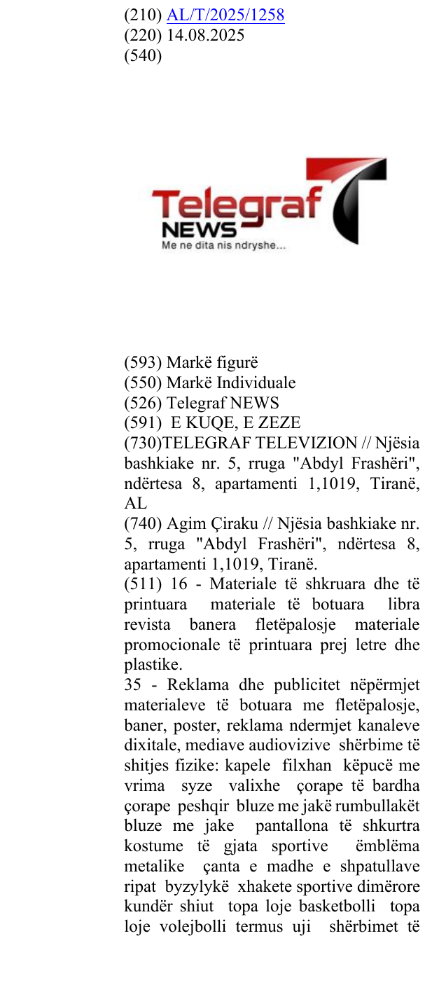 Zëri i markës Telegraf NEWS në buletin