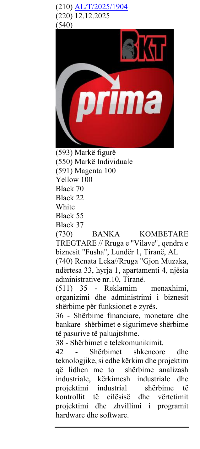 Zëri i markës BKT prima në buletin