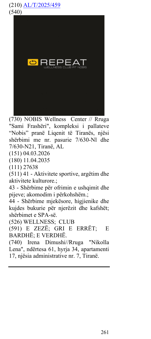 Zëri i markës WELLNESS; CLUB në buletin