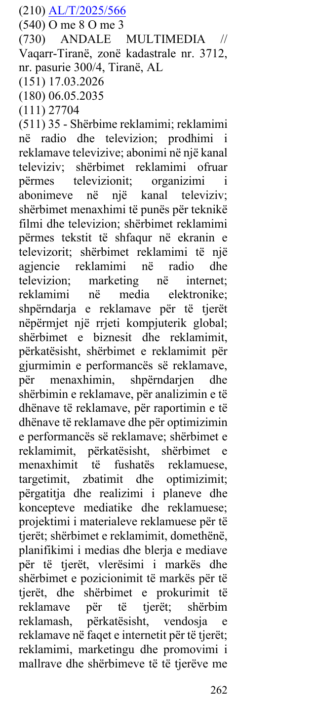 Zëri i markës O me 8 O me 3 në buletin