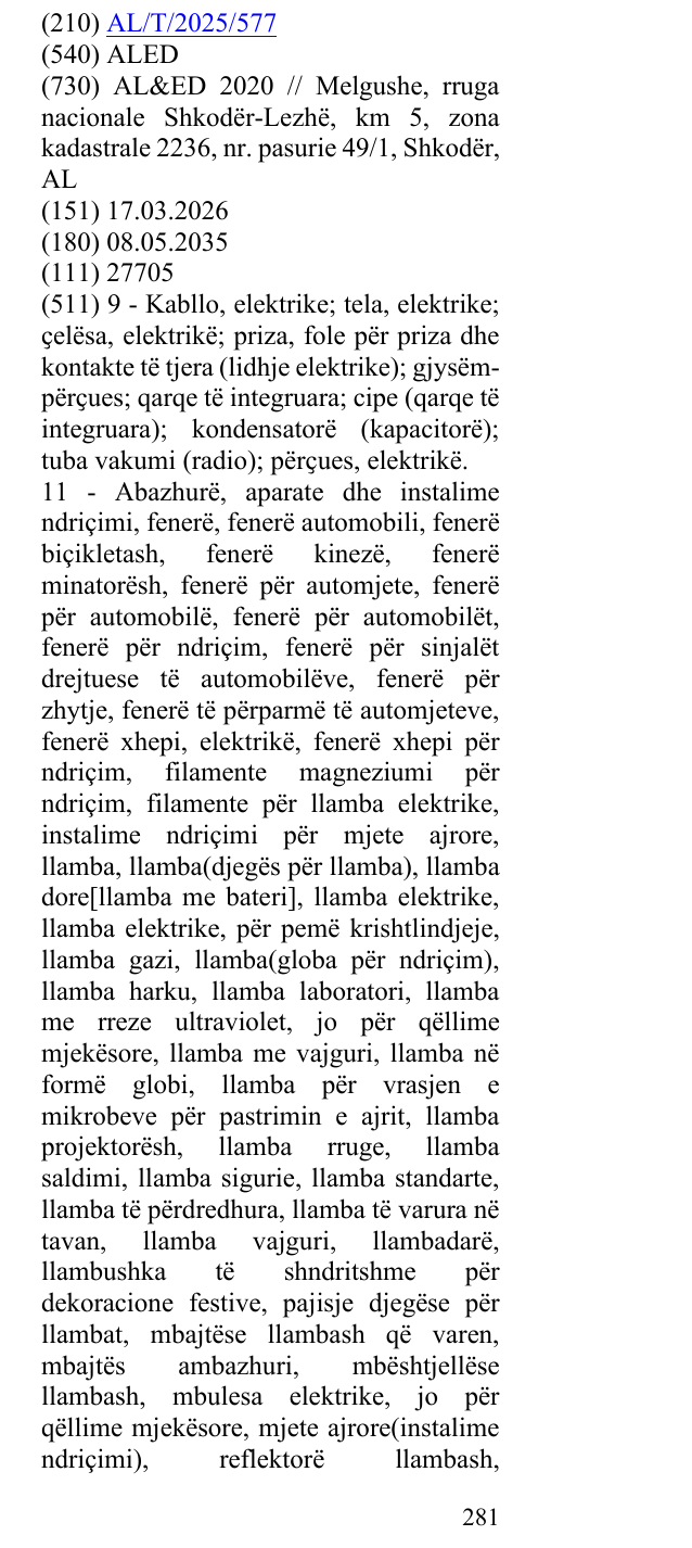 Zëri i markës ALED në buletin