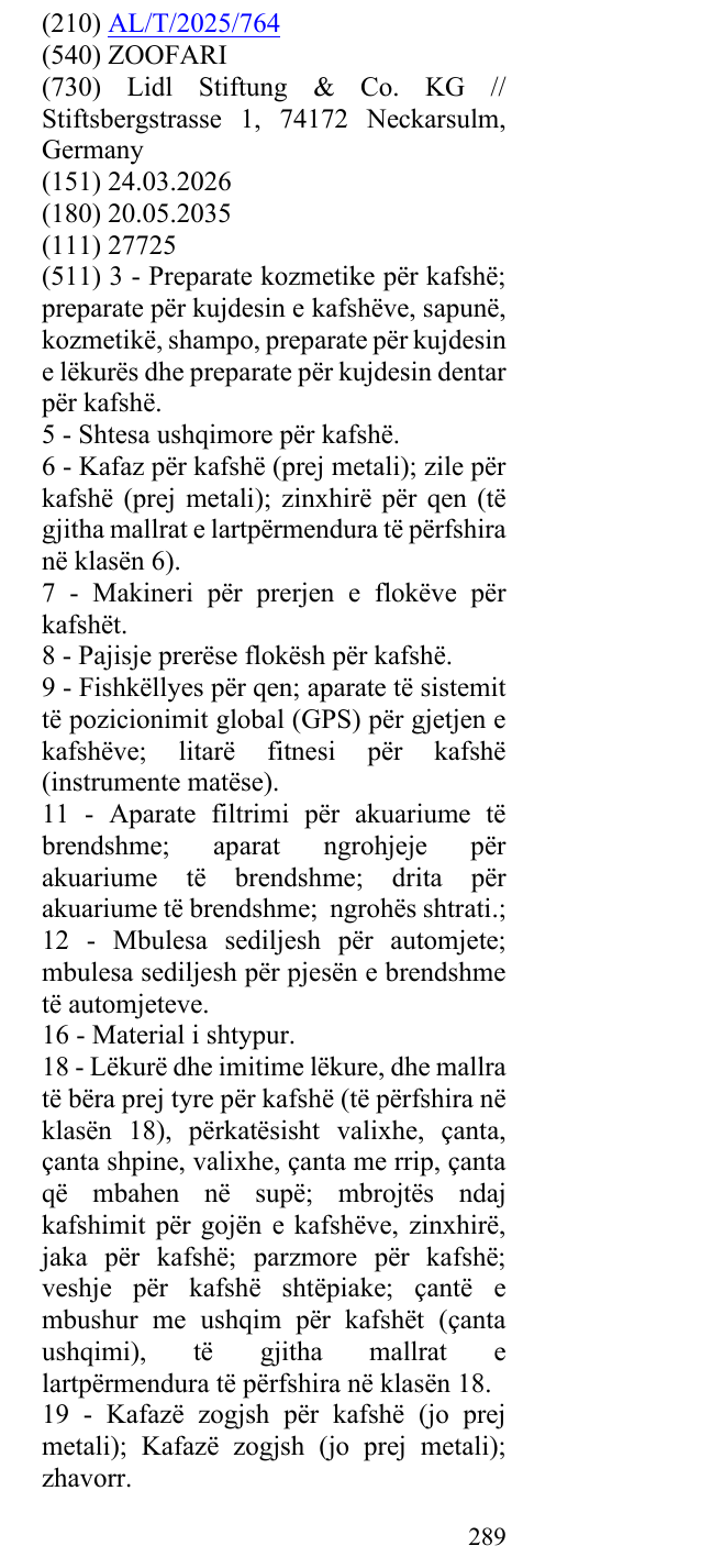 Zëri i markës ZOOFARI në buletin
