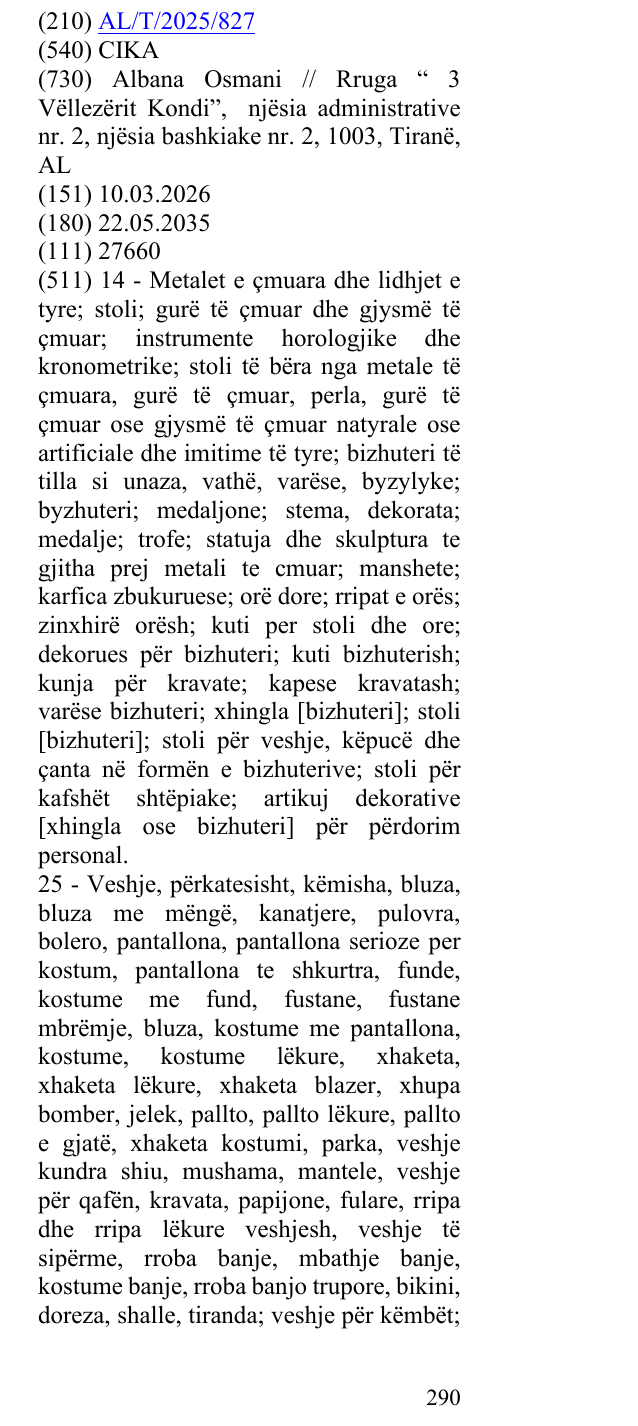 Zëri i markës CIKA në buletin
