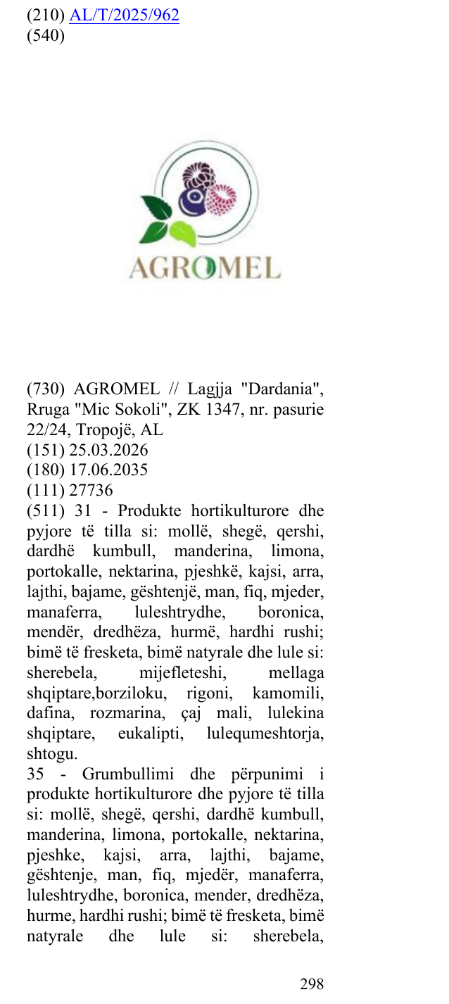 Zëri i markës AGROMEL në buletin