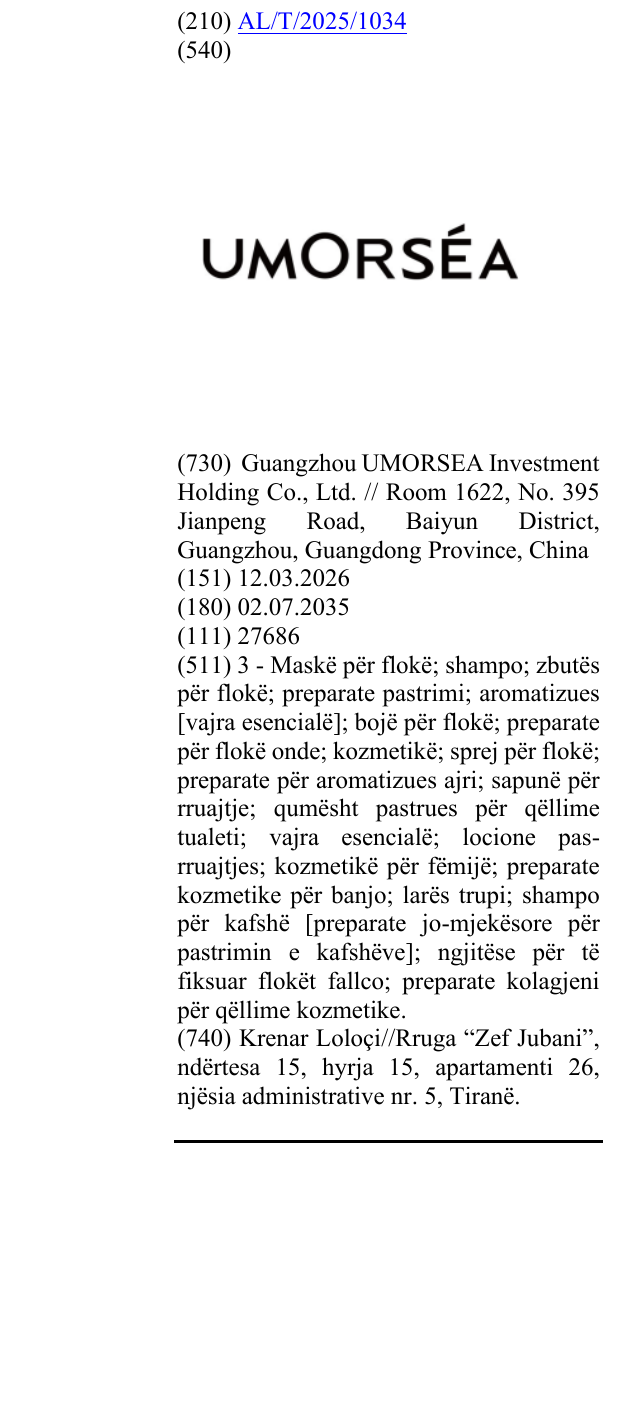 Zëri i markës UMORSEA në buletin