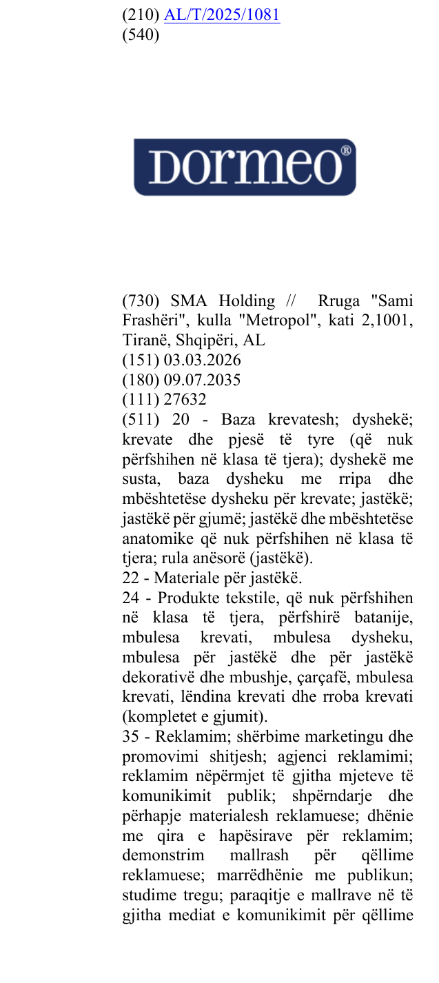 Zëri i markës simboli ® në buletin