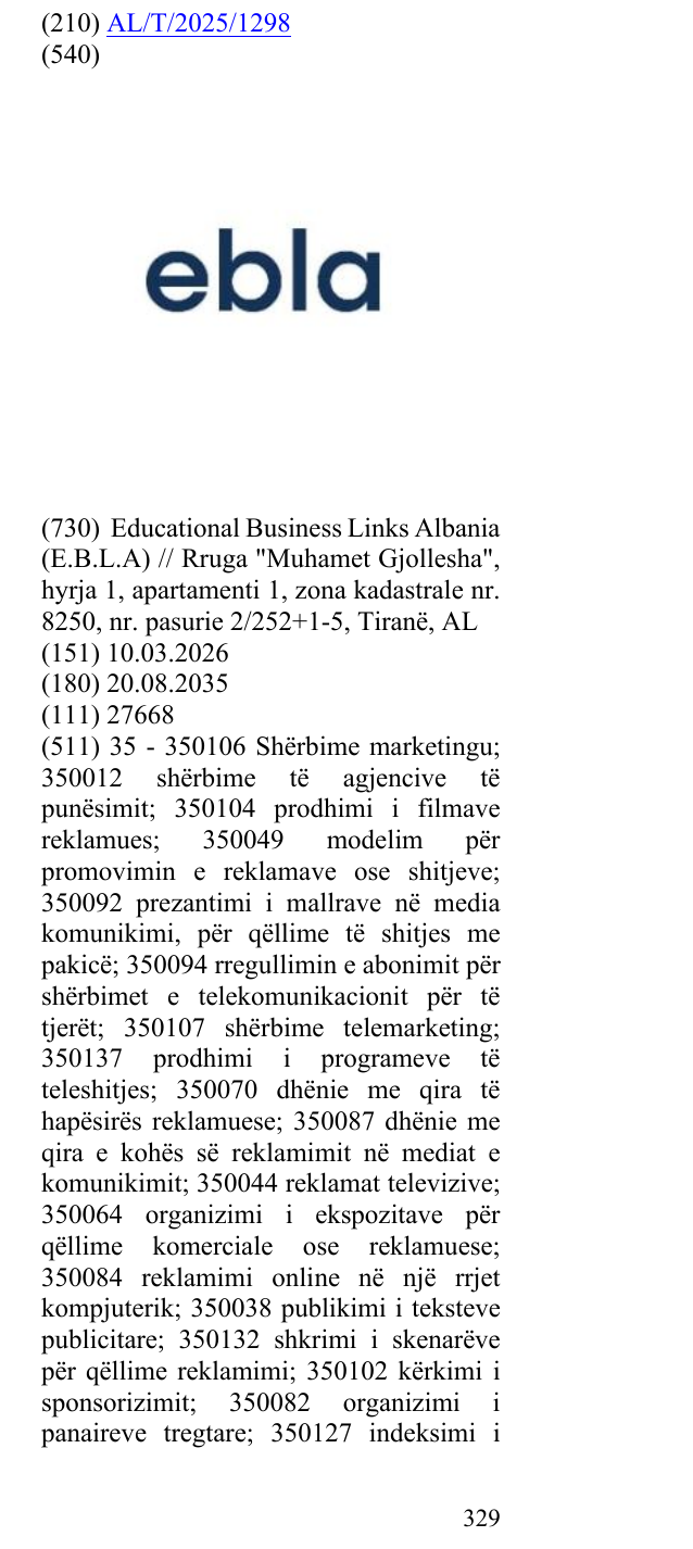 Zëri i markës ebla në buletin